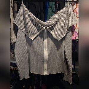 Zara Gray Off-Shoulder Women's Sweater